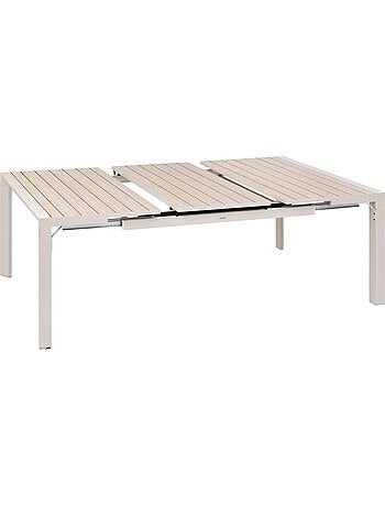 Table de jardin extensible carrée 10 places en aluminium effet bois ÉVASION