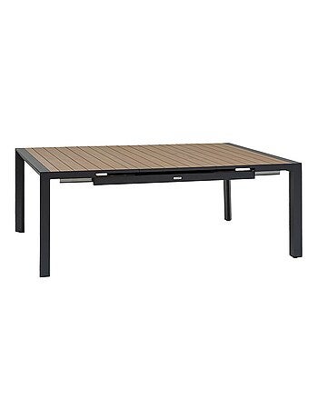 Table de jardin extensible carrée en aluminium effet bois 10 places EVASION