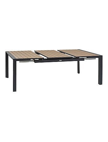 Table de jardin extensible carrée en aluminium effet bois 10 places EVASION