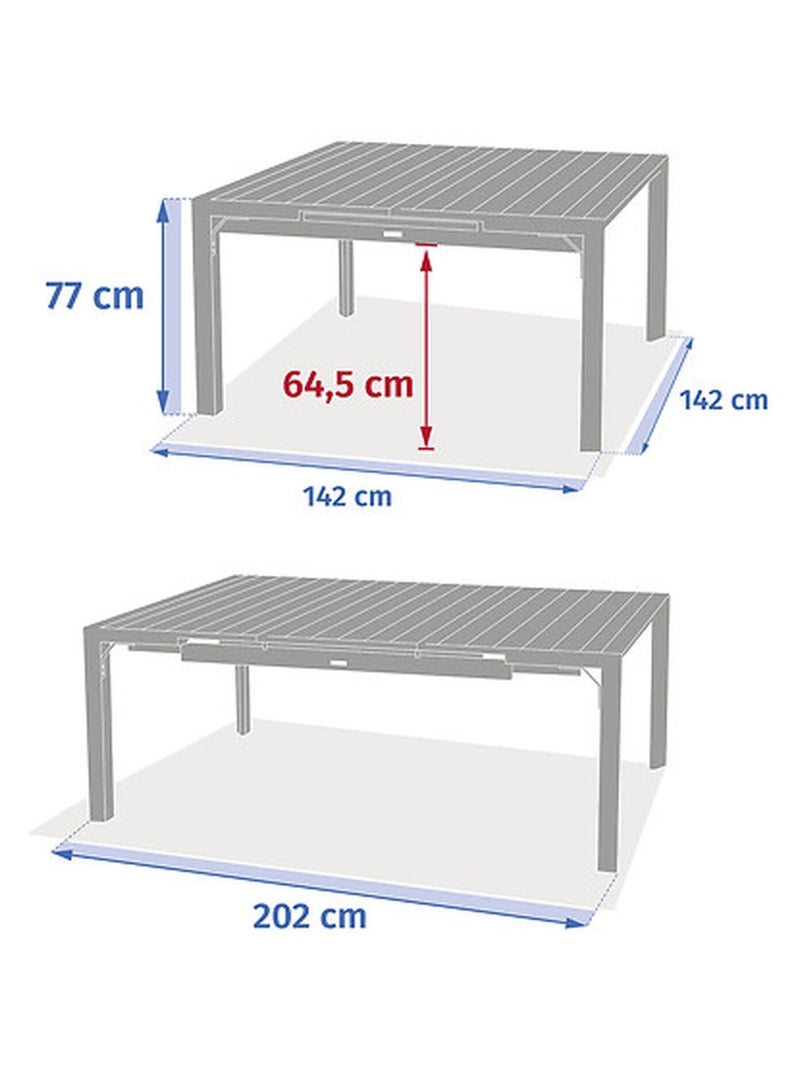 Table de jardin extensible carrée en aluminium effet bois 10 places EVASION Marron - Kiabi