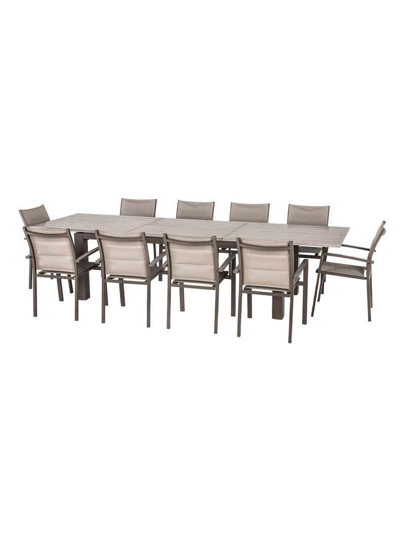 Table de jardin extensible en aluminium 10 personnes HERAKLION Gris - Kiabi