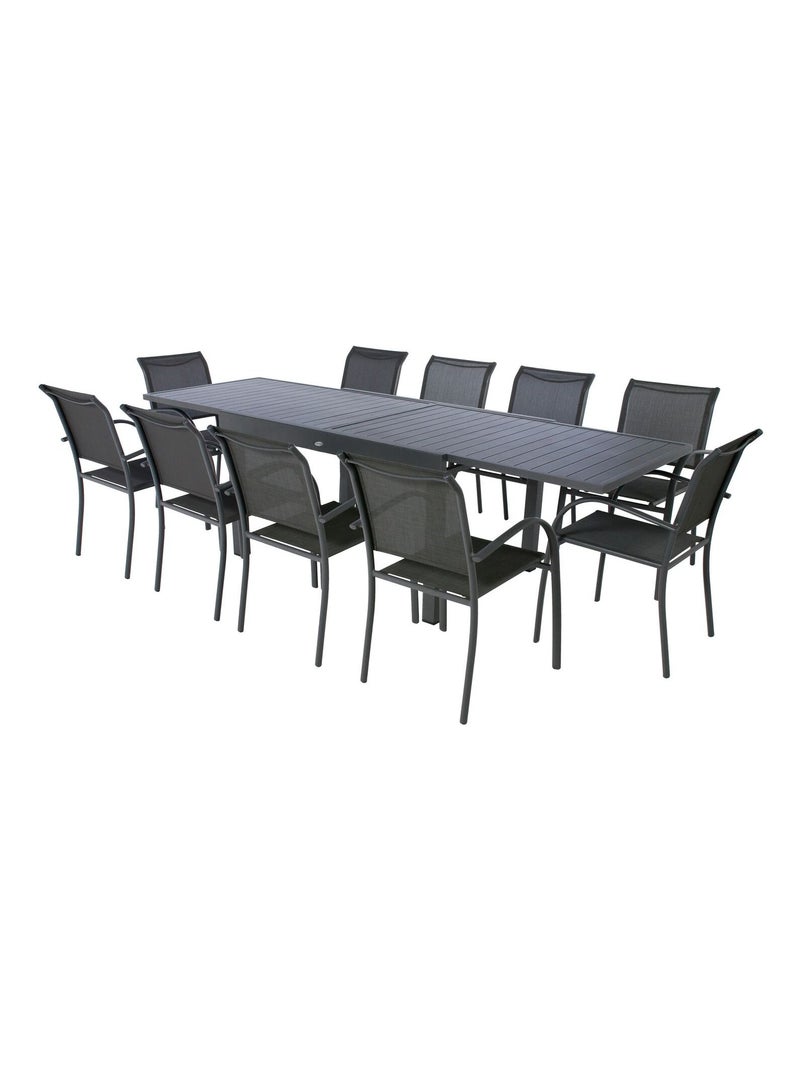Table de jardin extensible en aluminium 10 places PIAZZA Noir - Kiabi