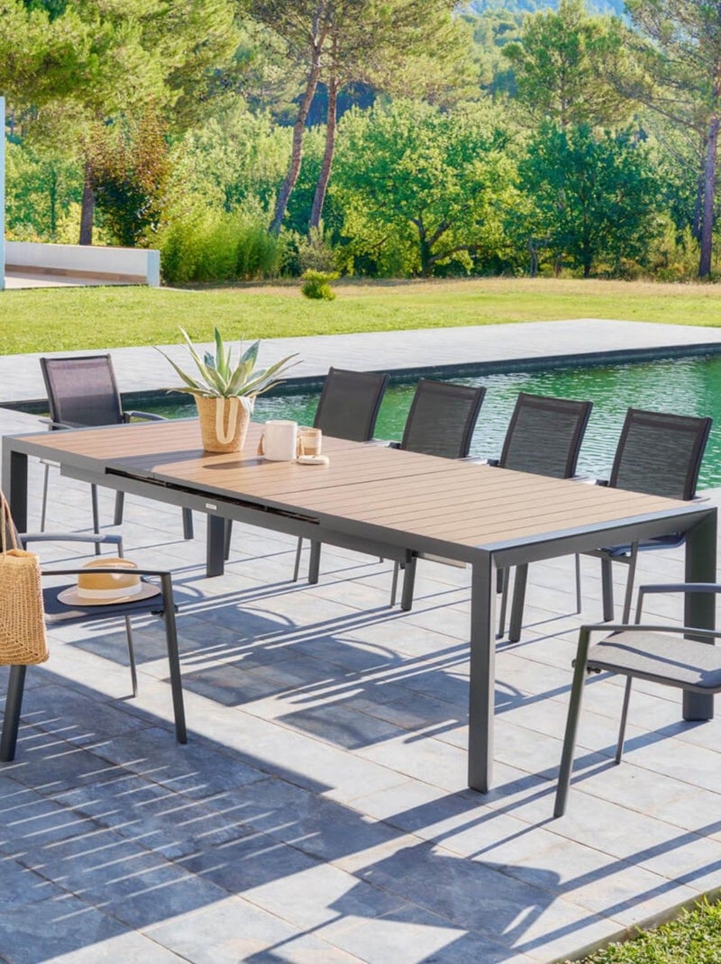 Table de jardin extensible en aluminium effet bois 10 places EVASION Marron - Kiabi