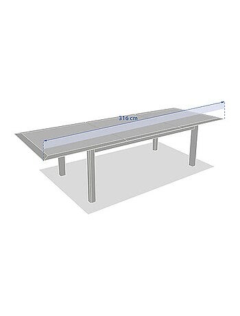 Table de jardin extensible en aluminium effet bois 12 places ALLURE