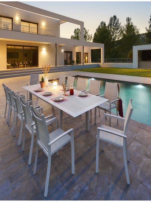 Table de jardin extensible en aluminium effet bois 12 places ALLURE - Kiabi