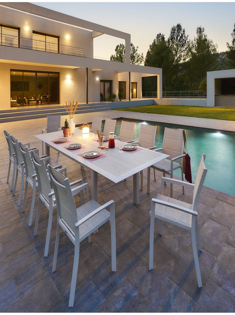 Table de jardin extensible en aluminium effet bois 12 places ALLURE Beige - Kiabi