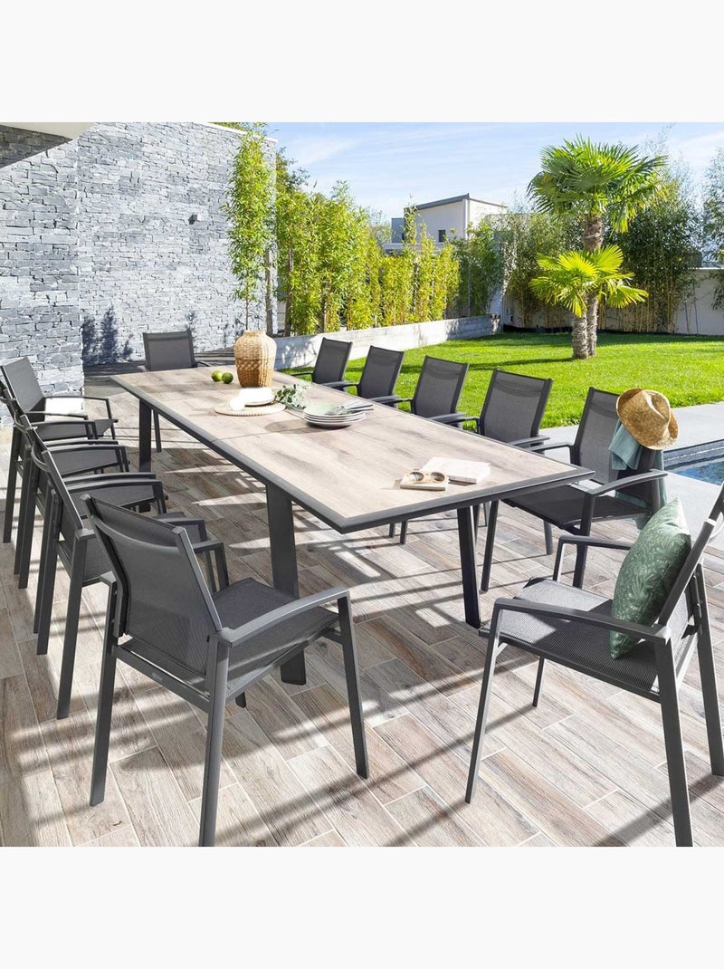 Table de jardin extensible en aluminium effet bois 12 places PAVANE Marron - Kiabi