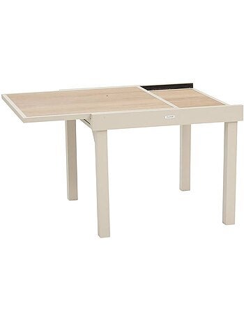 Table de jardin extensible en aluminium effet bois 8 places PIAZZA