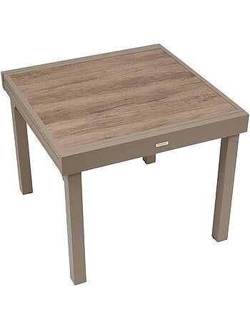 Table de jardin extensible en aluminium effet bois 8 places PIAZZA