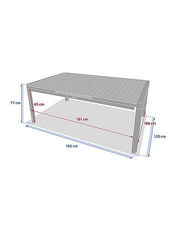 Table de jardin extensible en aluminium et acacia 12 places PARADIZE