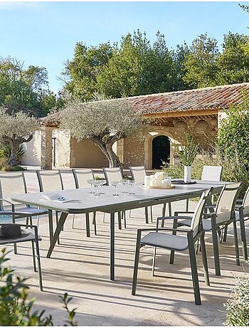 Table de jardin extensible en aluminium et verre 12 places PULPY