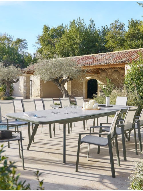 Table de jardin extensible en aluminium et verre 12 places PULPY - Kiabi