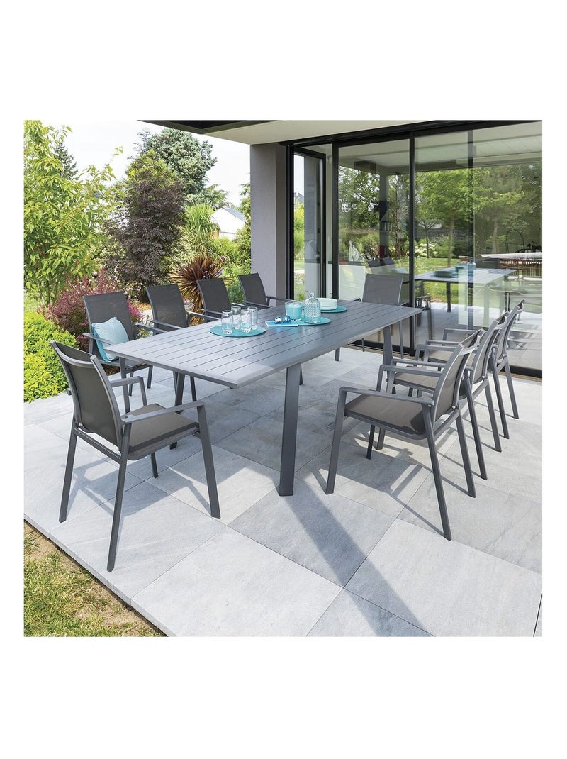 Table de jardin extensible Pavane en aluminium Gris foncé - Kiabi