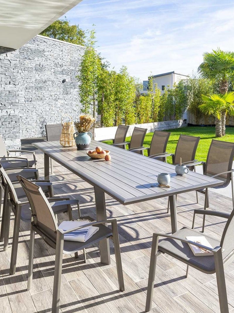 Table de jardin extensible Pavane en aluminium Gris Marron - Kiabi