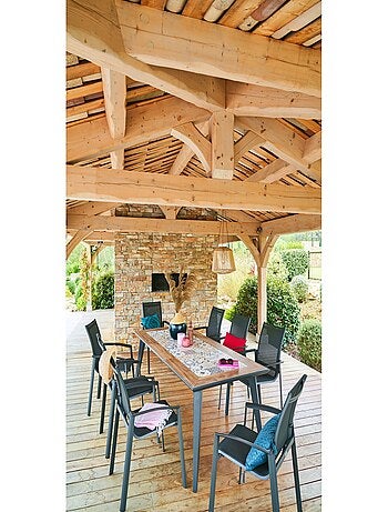 Table de jardin fixe en acier 8 places LAMBADA