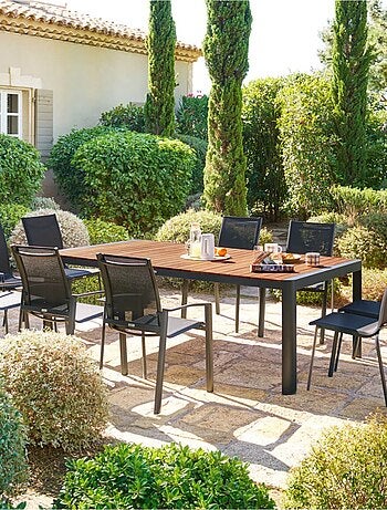 Table de jardin fixe en aluminium et acacia 10 places PARADIZE