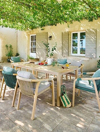 Table de jardin fixe rectangulaire en bois DEONA