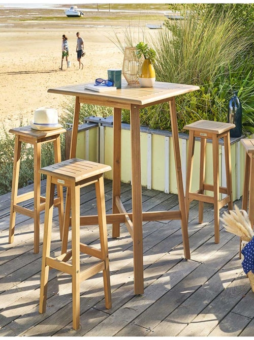 Table de jardin haute en acacia 4 places TIWI - Kiabi Table de jardin haute en acacia 4 places TIWI - Kiabi