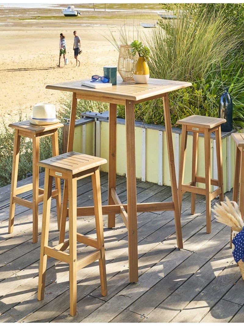 Table de jardin haute en acacia 4 places TIWI Beige - Kiabi