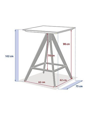 Table de jardin haute en aluminium 2 places TERZANO