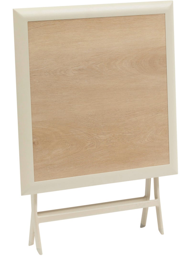 Table de jardin pliable 2 places en aluminium et verre effet bois AZUA Beige - Kiabi