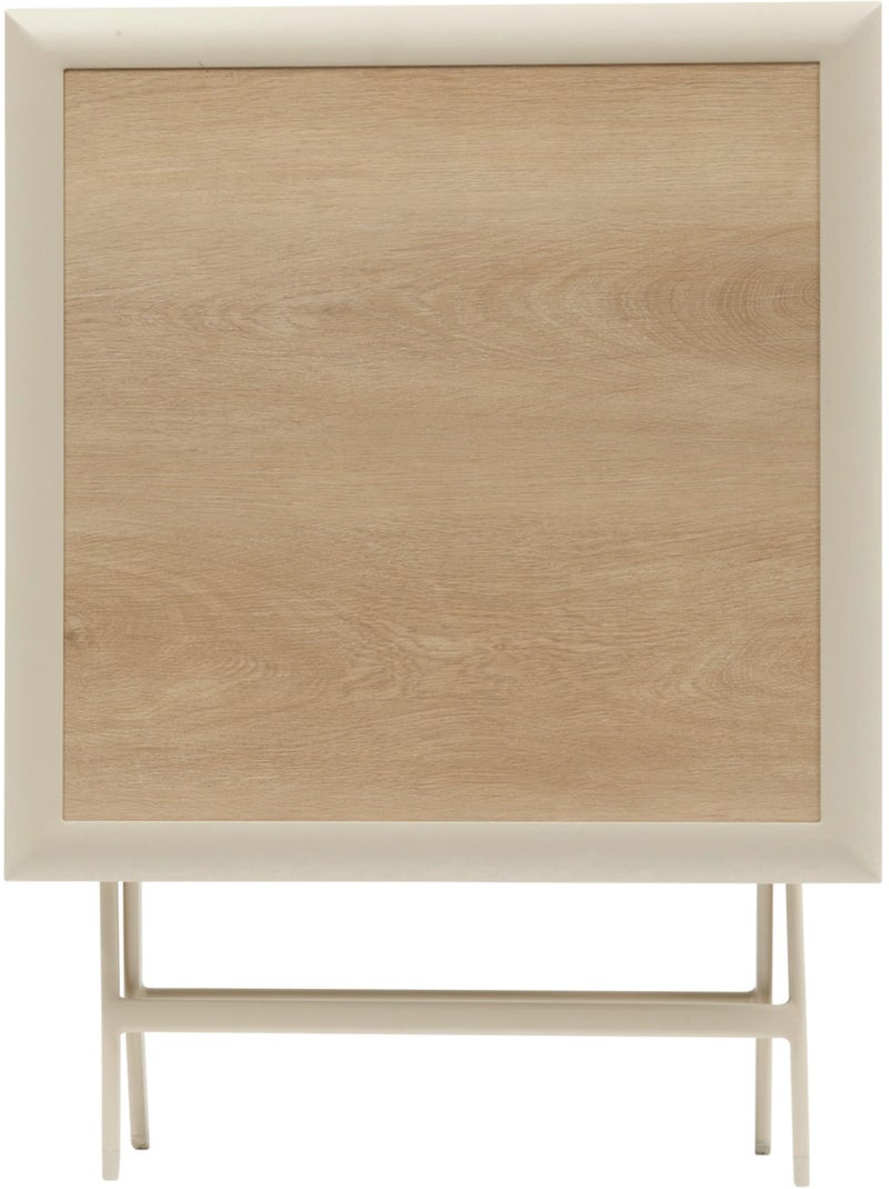 Table de jardin pliable 2 places en aluminium et verre effet bois AZUA Beige - Kiabi