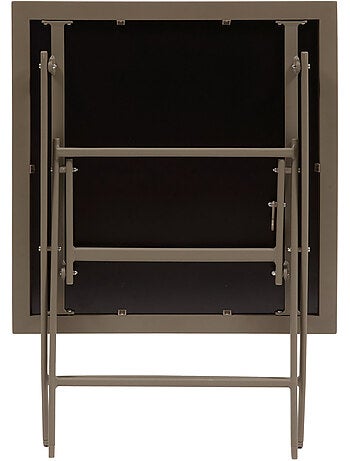 Table de jardin pliable 2 places en aluminium et verre effet bois AZUA