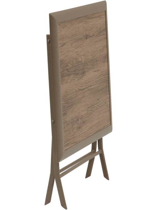 Table de jardin pliable 2 places en aluminium et verre effet bois AZUA - Kiabi