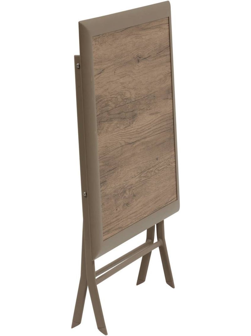 Table de jardin pliable 2 places en aluminium et verre effet bois AZUA Marron - Kiabi