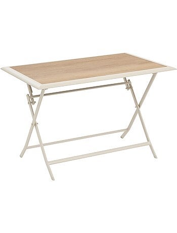 Table de jardin pliable 4 places en aluminium et verre effet bois AZUA