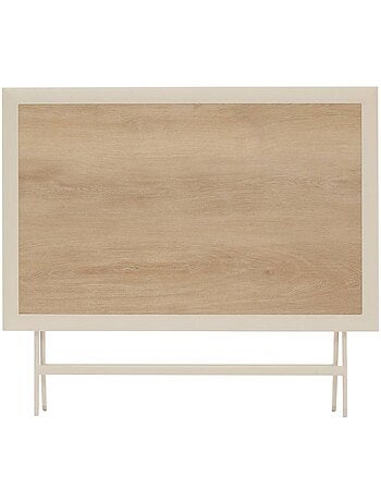 Table de jardin pliable 4 places en aluminium et verre effet bois AZUA