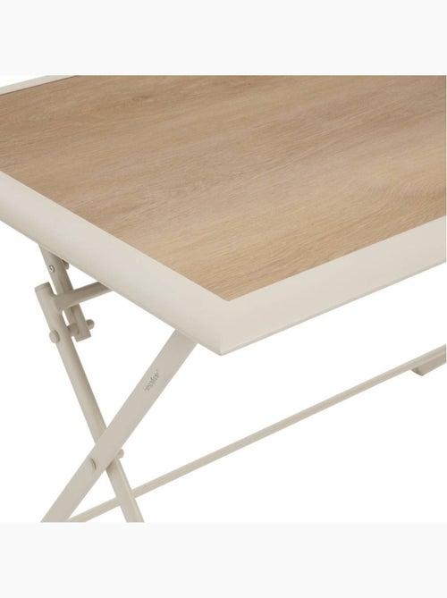 Table de jardin pliable 4 places en aluminium et verre effet bois AZUA - Kiabi Table de jardin pliable 4 places en aluminium et verre effet bois AZUA - Kiabi