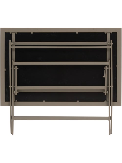 Table de jardin pliable 4 places en aluminium et verre effet bois AZUA - Kiabi Table de jardin pliable 4 places en aluminium et verre effet bois AZUA - Kiabi