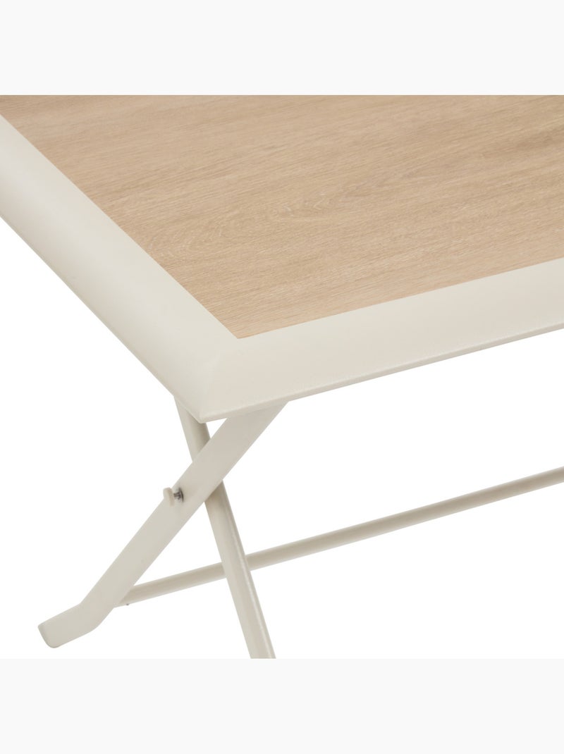 Table de jardin pliable 6 places en aluminium et verre effet bois AZUA Beige - Kiabi
