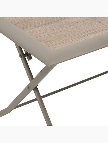 Table de jardin pliable 6 places en aluminium et verre effet bois AZUA