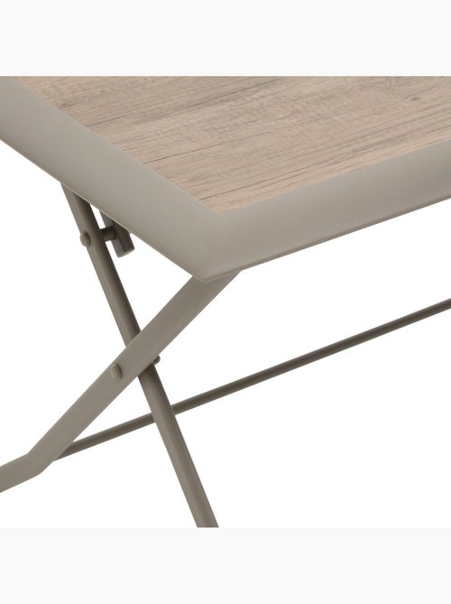 Table de jardin pliable 6 places en aluminium et verre effet bois AZUA - Kiabi Table de jardin pliable 6 places en aluminium et verre effet bois AZUA - Kiabi