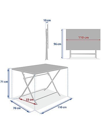 Table haute de jardin 2 places en aluminium TERZANO