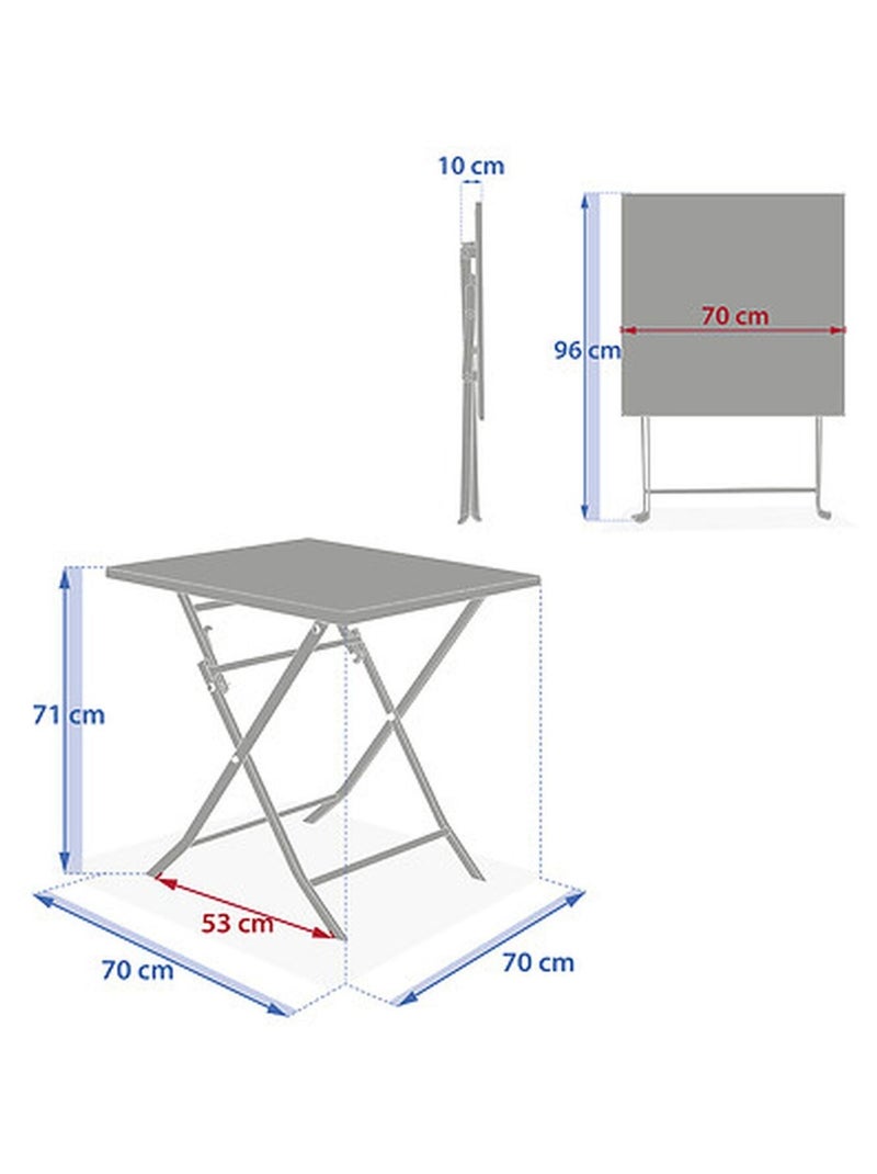 Table de jardin pliante carrée 2 places GREENSBORO Bordeaux - Kiabi