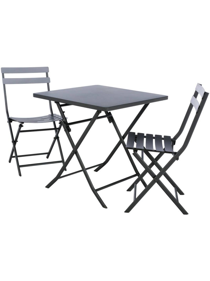 Table de jardin pliante carrée 2 places GREENSBORO gris anthracite - Kiabi