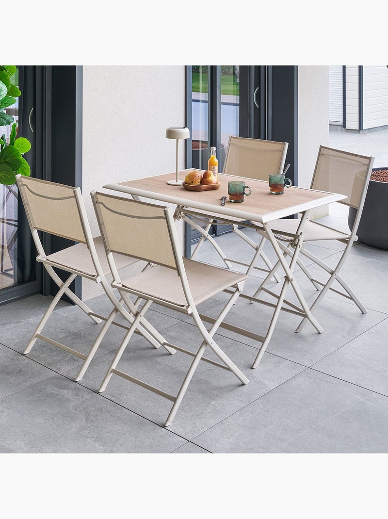 Table de jardin pliante carrée 4 places AZUA Beige - Kiabi