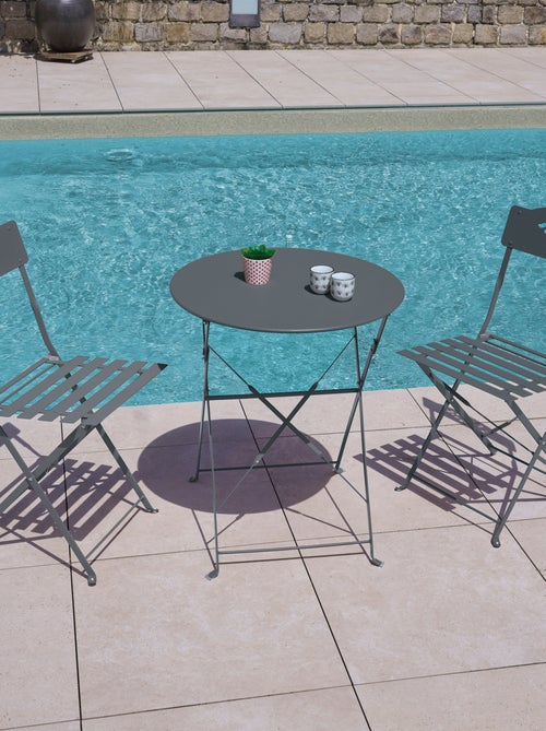 Table de jardin pliante en acier ronde - Kiabi