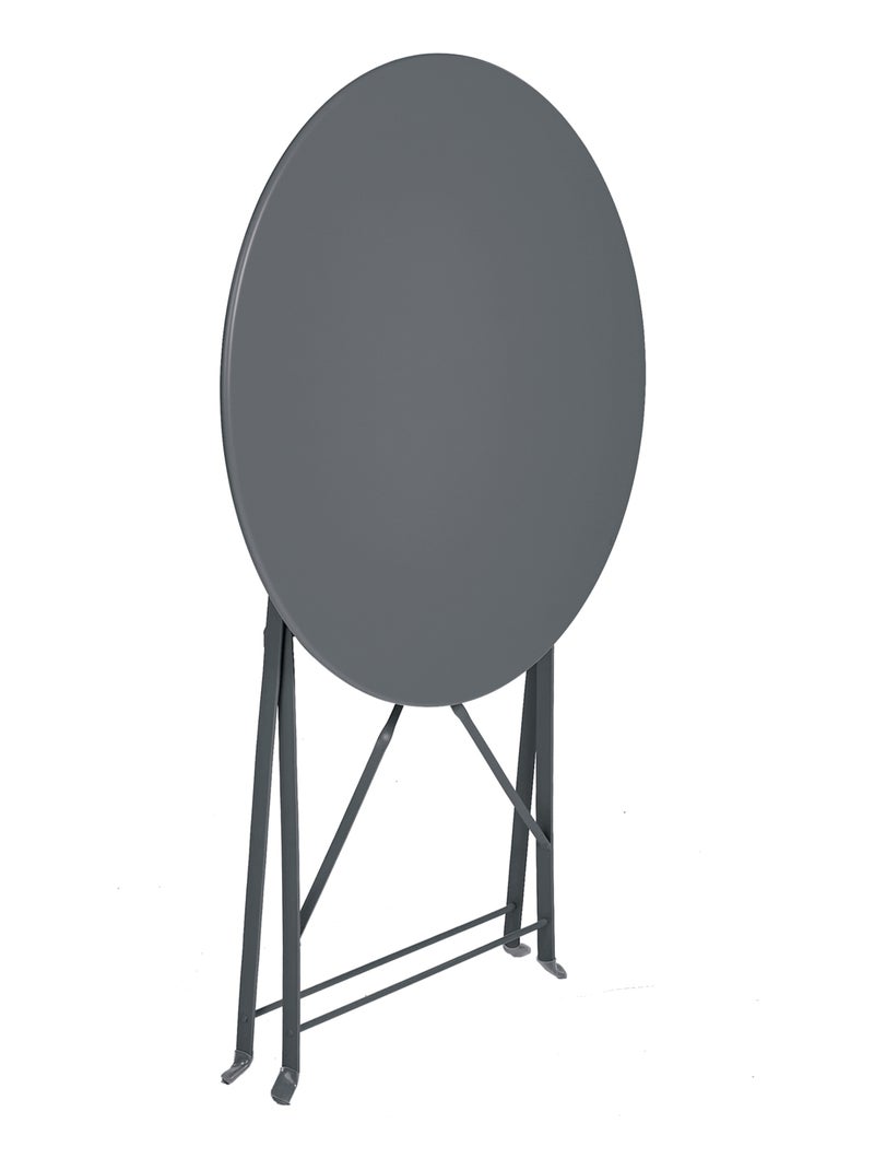 Table de jardin pliante en acier ronde gris anthracite - Kiabi