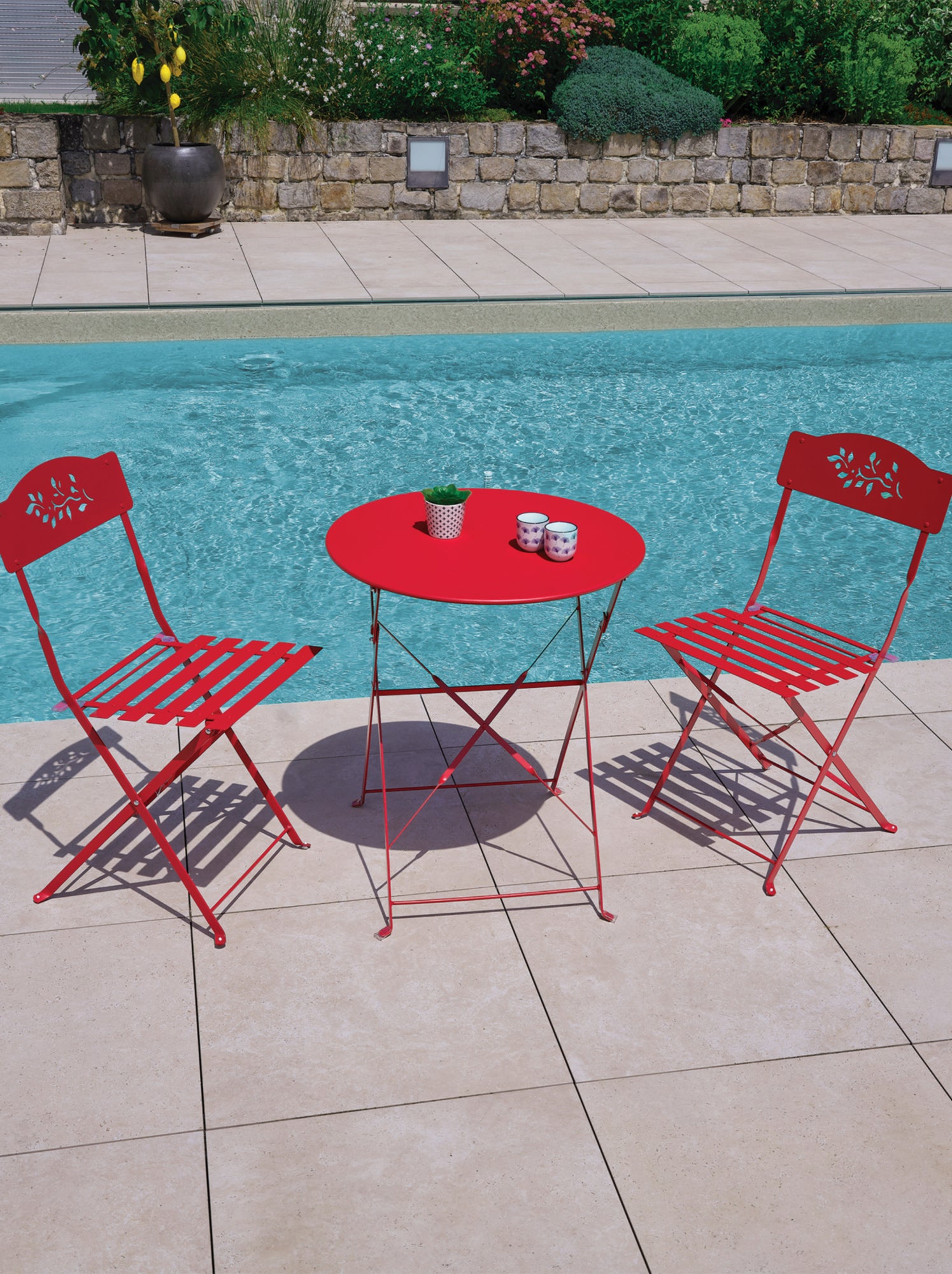 Chaises pliantes de jardin en métal vert d'eau (x2) Guinguette