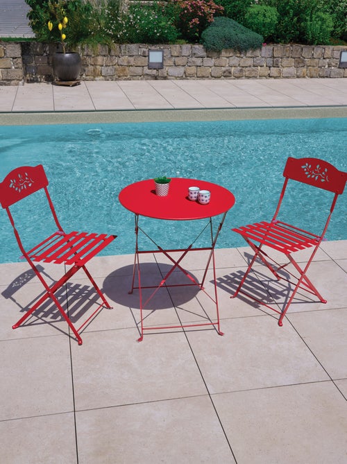 Table de jardin pliante en acier ronde - Kiabi Table de jardin pliante en acier ronde - Kiabi