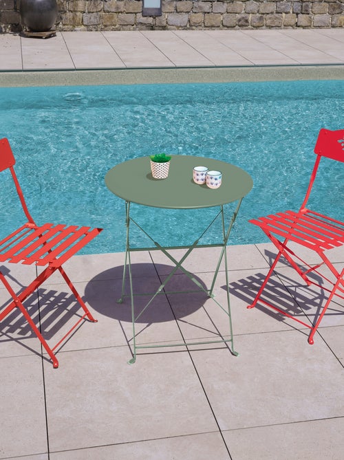 Table de jardin pliante en acier ronde - Kiabi Table de jardin pliante en acier ronde - Kiabi