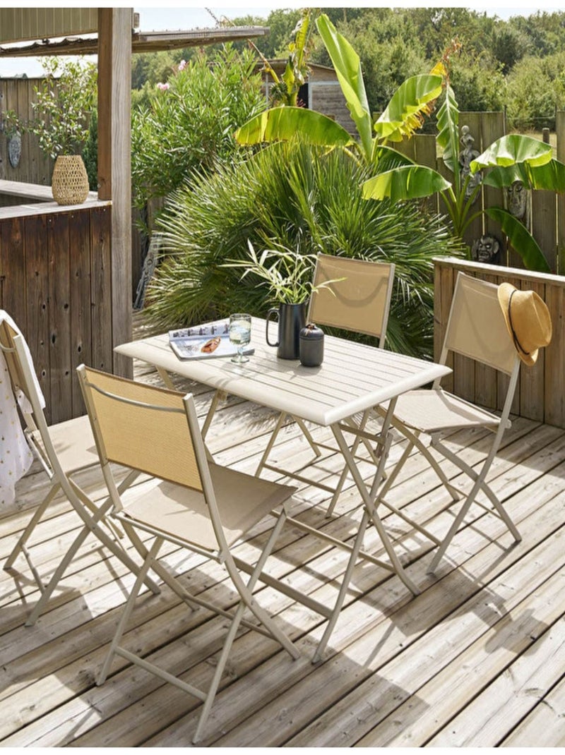 Table de jardin pliante en aluminium 4 places AZUA Beige - Kiabi