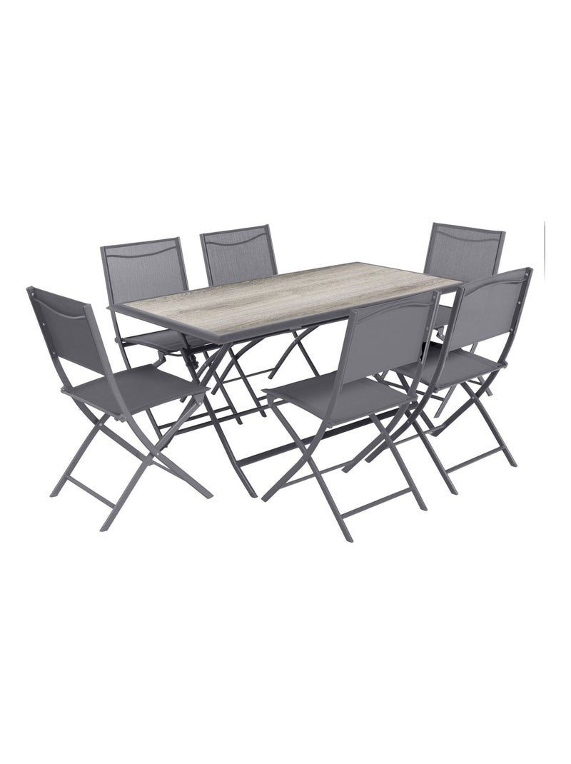 Table de jardin pliante en aluminium 6 places AZUA Gris - Kiabi