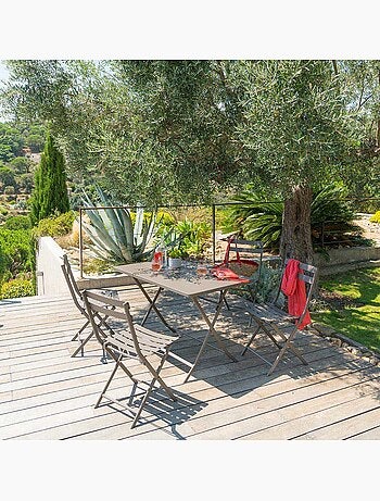 Table de jardin pliante rectangle 4 places en acier GREENSBORO
