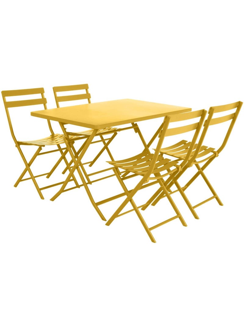 Table de jardin pliante rectangle 4 places en acier GREENSBORO Moutarde - Kiabi
