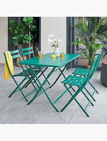 Table de jardin pliante rectangle 4 places en acier GREENSBORO